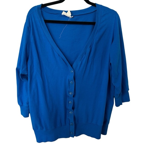 Derek Heart Plus Women’s V-Neck Buttoned Front 3/4 Sleeve Cardigan Sz 2X GUC - Picture 1 of 7